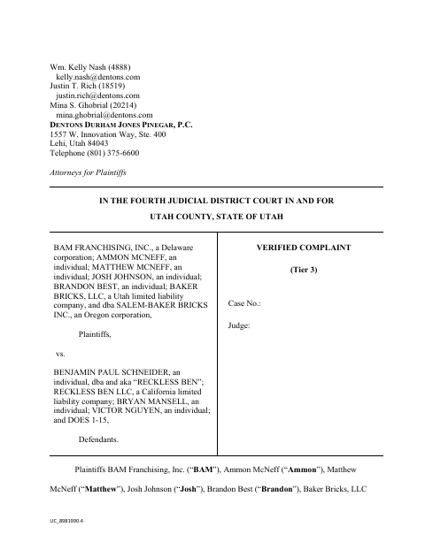 First-page preview of the Verified Complaint